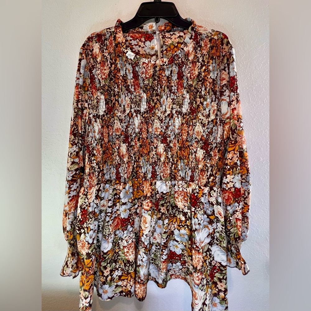 BloomChic Multicolor Floral Smocked Blouse / Tunic